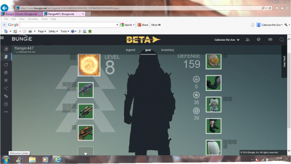 My awesome Destiny beta character